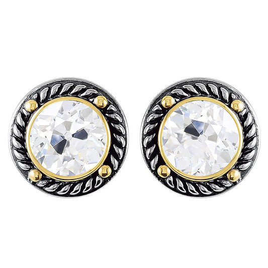 Antique Cushion Fine Diamond ring in Two-Tone 14K Gold – main view