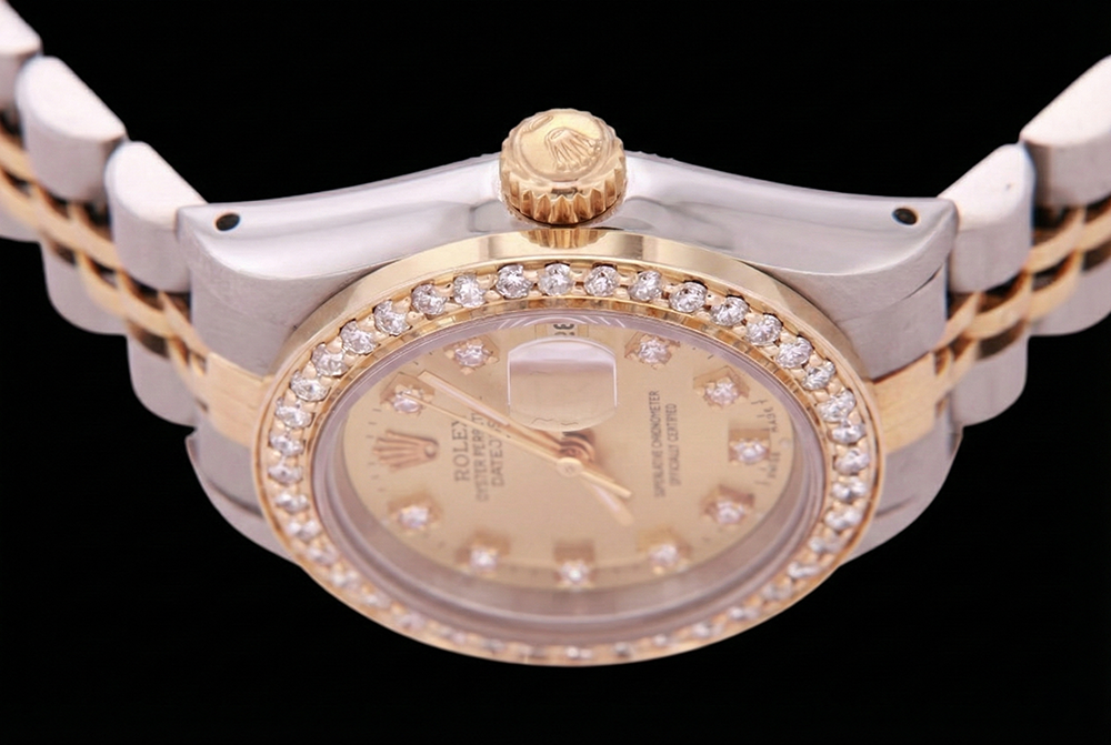 Two Tone Champagne Diamond Dial Bezel Lady Watch Rolex Datejust