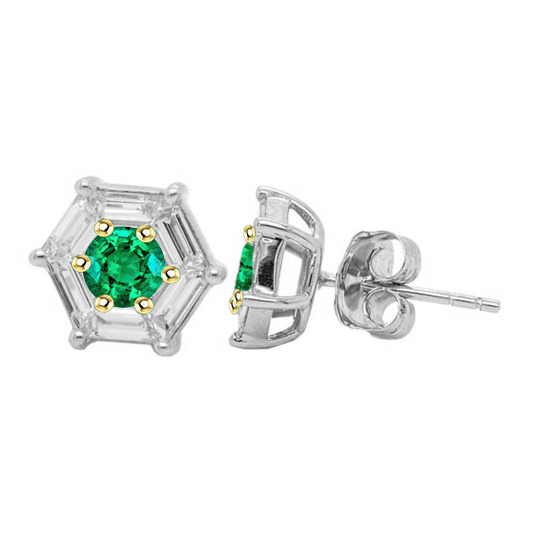 Round Cut Emerald ring in Two-Tone 14K Gold – main view