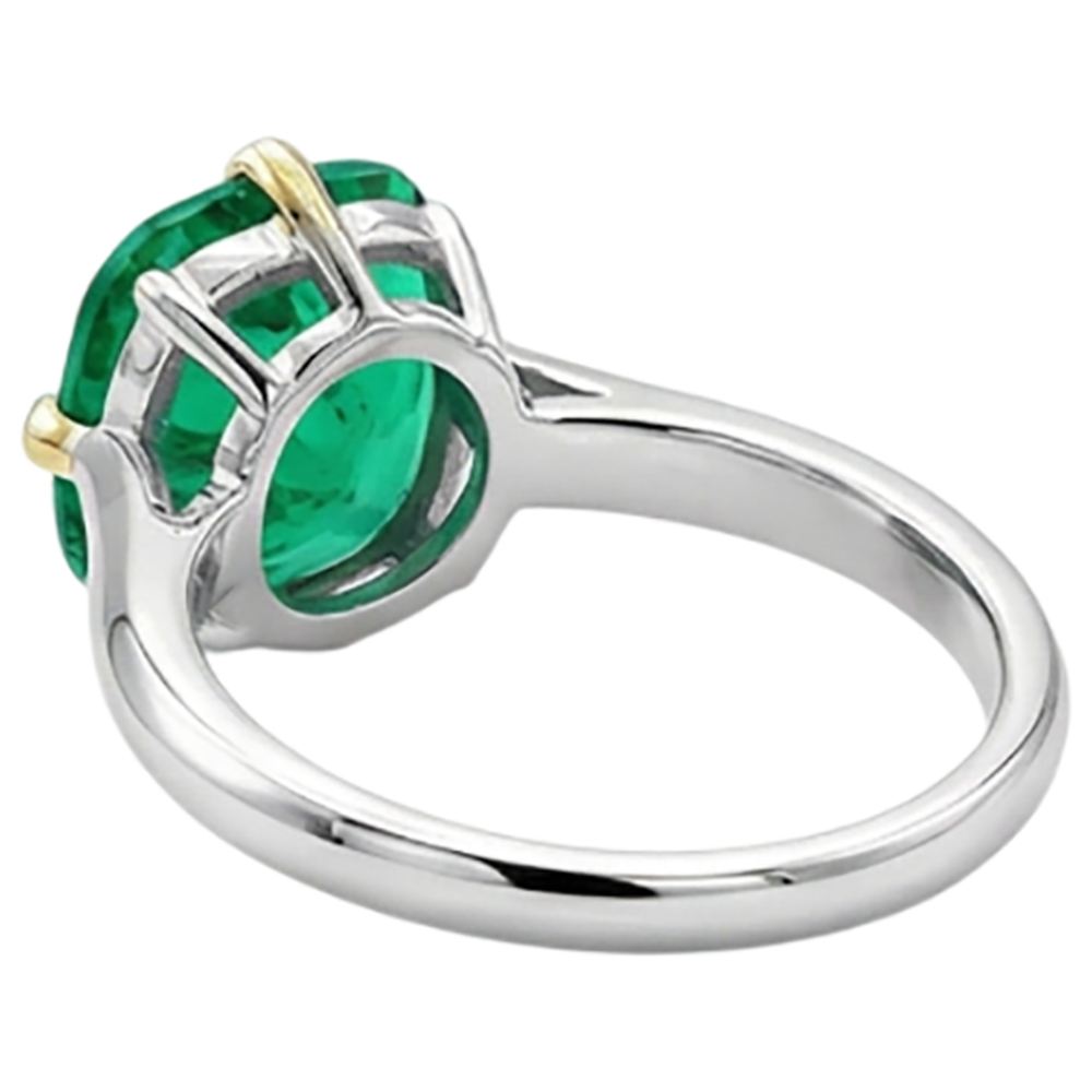 Fine Emerald Precious Stone Ring 2-ct 14 Karat Two Tone Gold – top view
