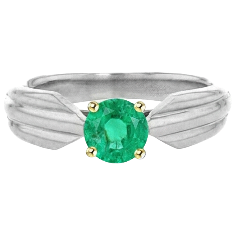 Brilliant Colombian Emerald Gemstone Ring 1 ct – profile view