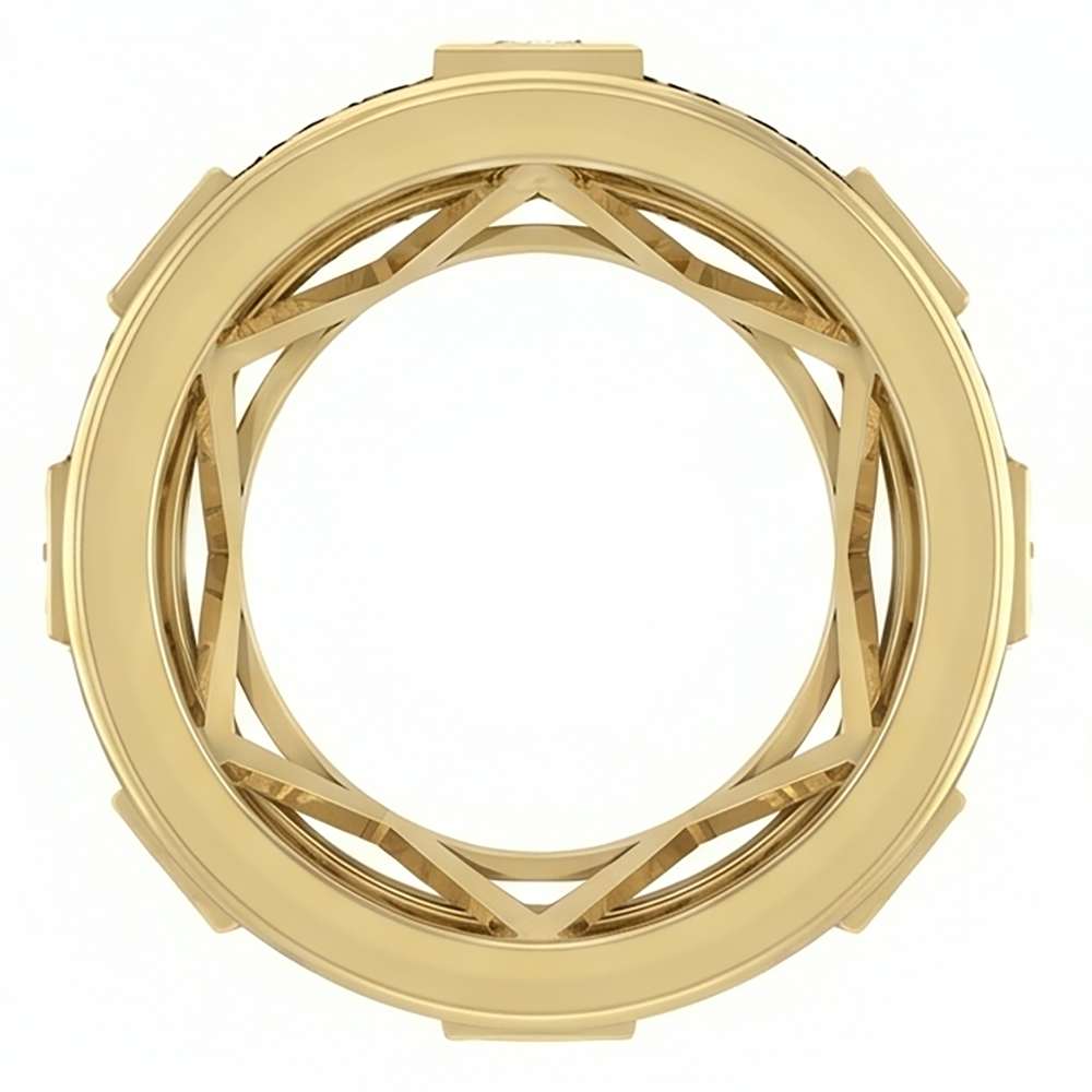 Unique Men's Band Two Tone With Princess Cut Natural Earth Mined Diamond ( Not Lab Grown )s
