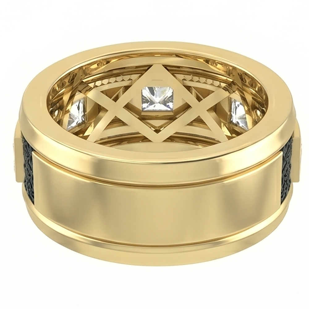 Unique Men's Band Two Tone With Princess Cut Natural Earth Mined Diamond ( Not Lab Grown )s