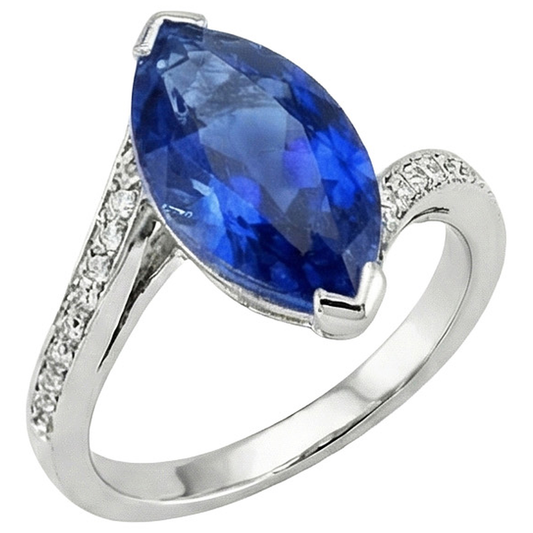 natural round sapphire 5.01ct ring side angle