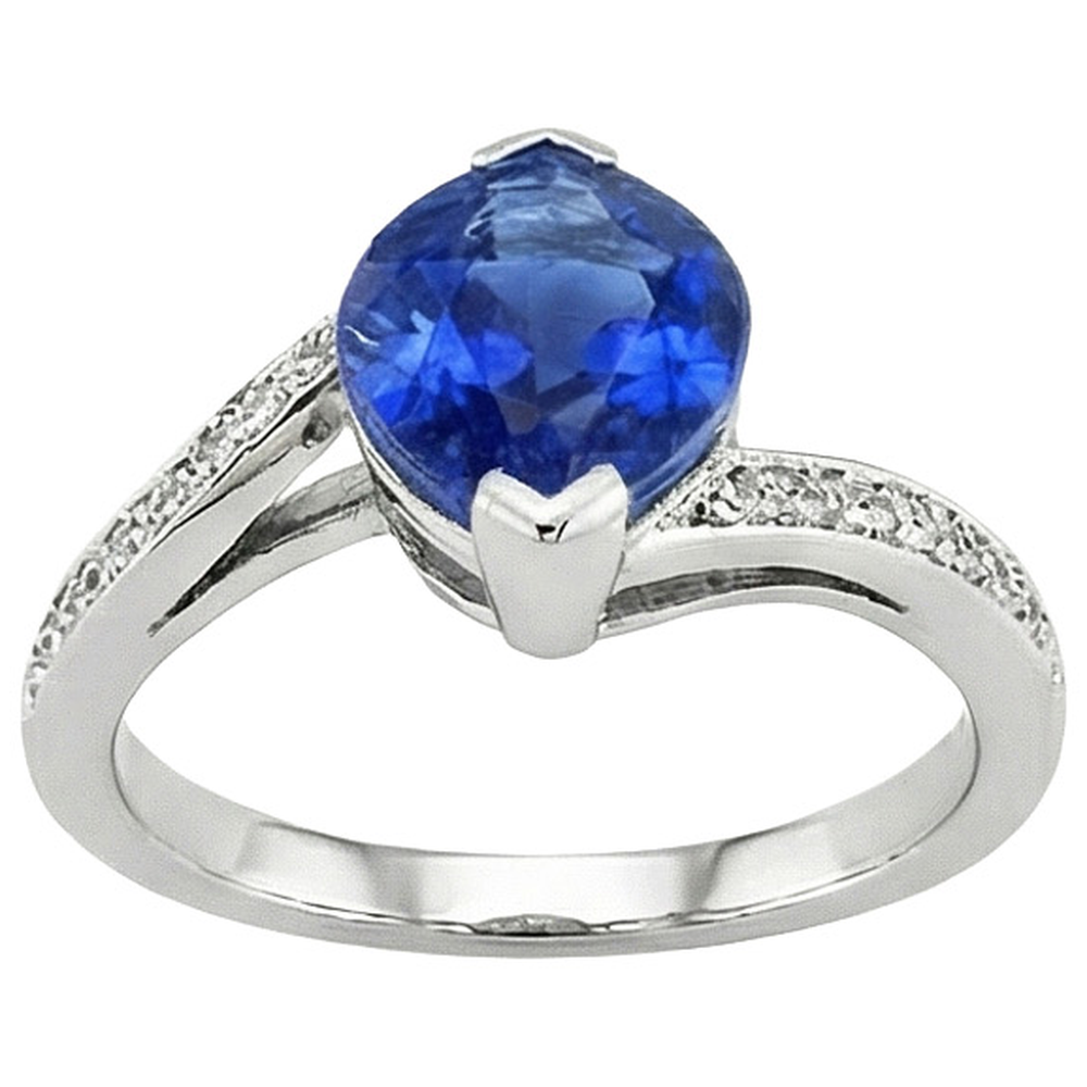 natural round sapphire 5.01ct ring top view