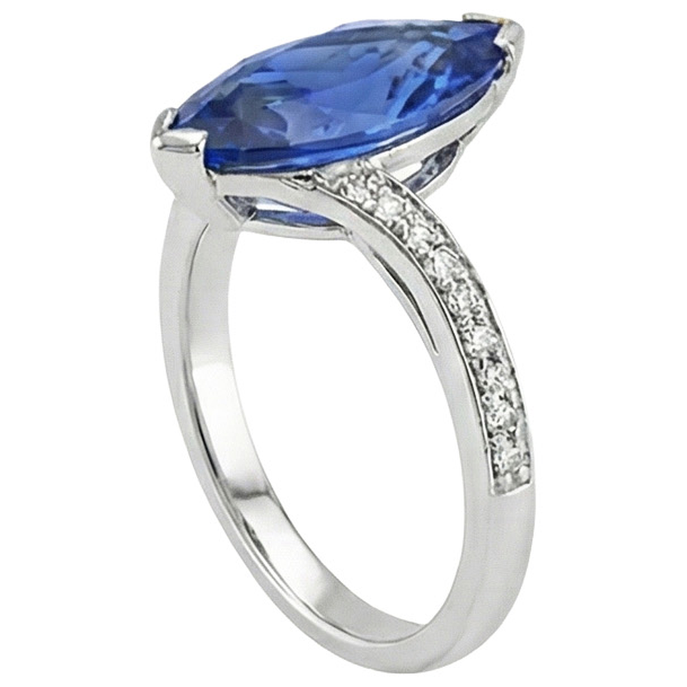 natural round sapphire 5.01ct ring profile view