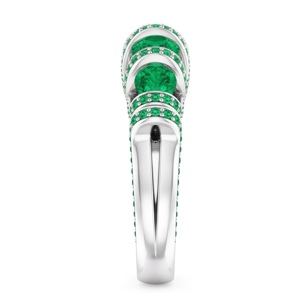 Unique Style Round Natural Earth Mined Diamond ( Not Lab Grown ) Emerald Ring 3.90 Carats