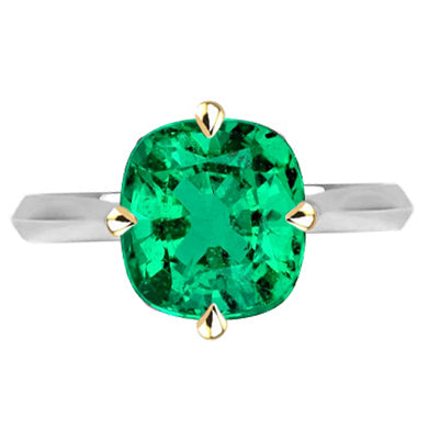 Precious Stone Ring 14 Karat Two Tone Gold with Fine Emerald – main view