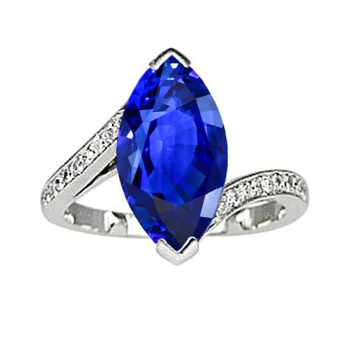 Unique Sapphire Marquise Diamond Ring
