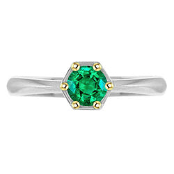 Fine Emerald Precious Stone Ring 1.50 ct F/VS1 – Two-Tone 14K