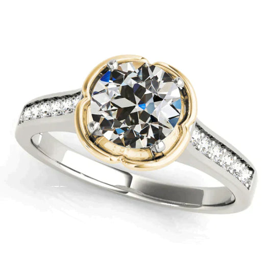 Unique Two Tone Genuine Engagement Ring
