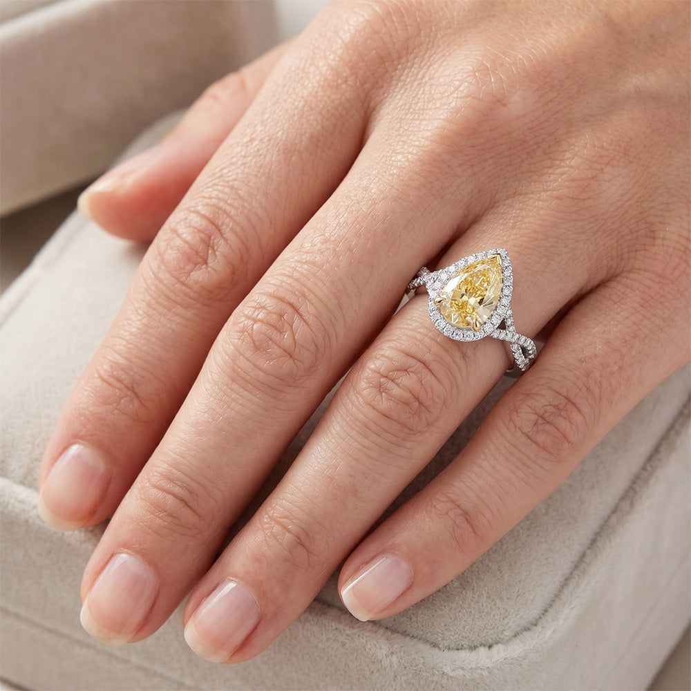 VVS Clarity Halo Engagement Ring – Canary Yellow Diamond 1.50 ct