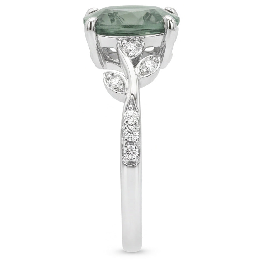 VVS Green Prasiolite Gemstone Ring 2.0 ct – 14 Karat White Gold