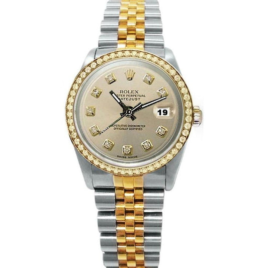 Two Tone Silver Diamond Dial Bezel