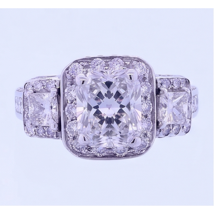 Vintage Inspired 3.50 Carats Cushion Natural Earth Mined Diamond ( Not Lab Grown ) Anniversary Ring