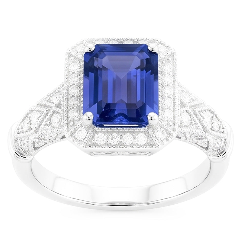 Vintage Look Art Deco Sapphire Natural Earth Mined Diamond ( Not Lab Grown ) Ring