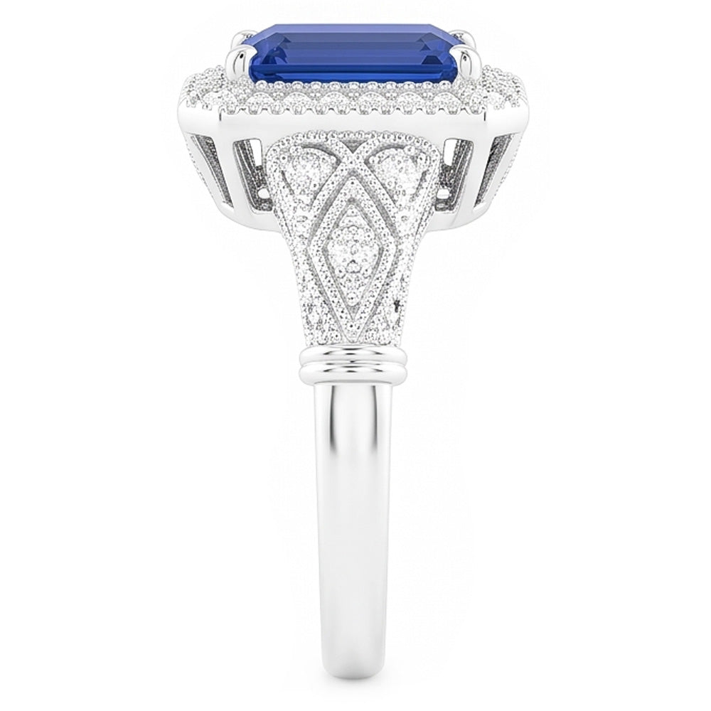 Vintage Look Art Deco Sapphire Natural Earth Mined Diamond ( Not Lab Grown ) Ring