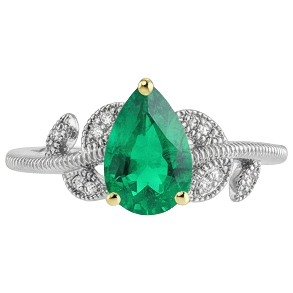 Handcrafted Colored Stone Ring 1 ct – front view