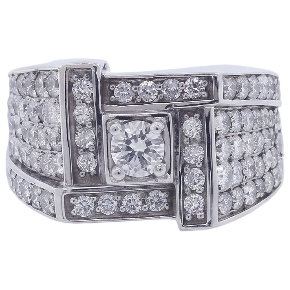 Vintage Look Men’s Ring Round Real Natural Earth Mined Diamond ( Not Lab Grown ) Jewelry 3 Carats