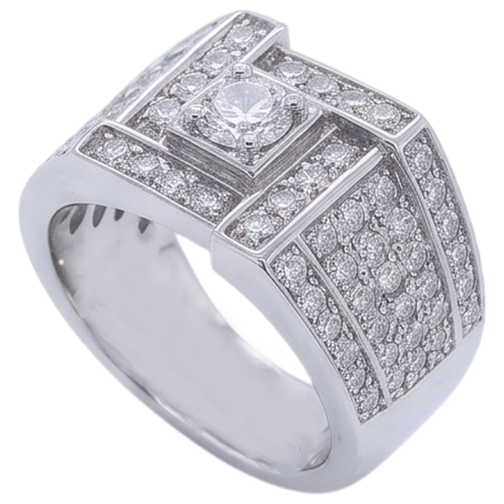 Vintage Look Men’s Ring Round Real Natural Earth Mined Diamond ( Not Lab Grown ) Jewelry 3 Carats