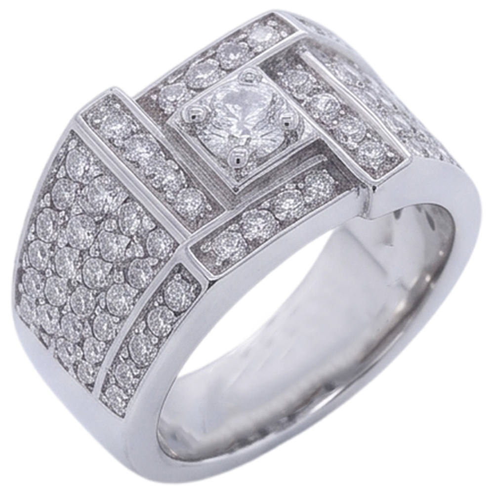 Vintage Look Men’s Ring Round Real Natural Earth Mined Diamond ( Not Lab Grown ) Jewelry 3 Carats