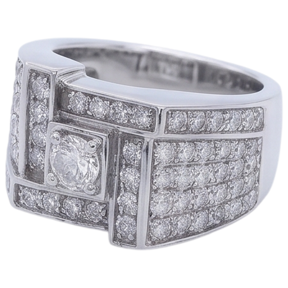 Vintage Look Men’s Ring Round Real Natural Earth Mined Diamond ( Not Lab Grown ) Jewelry 3 Carats