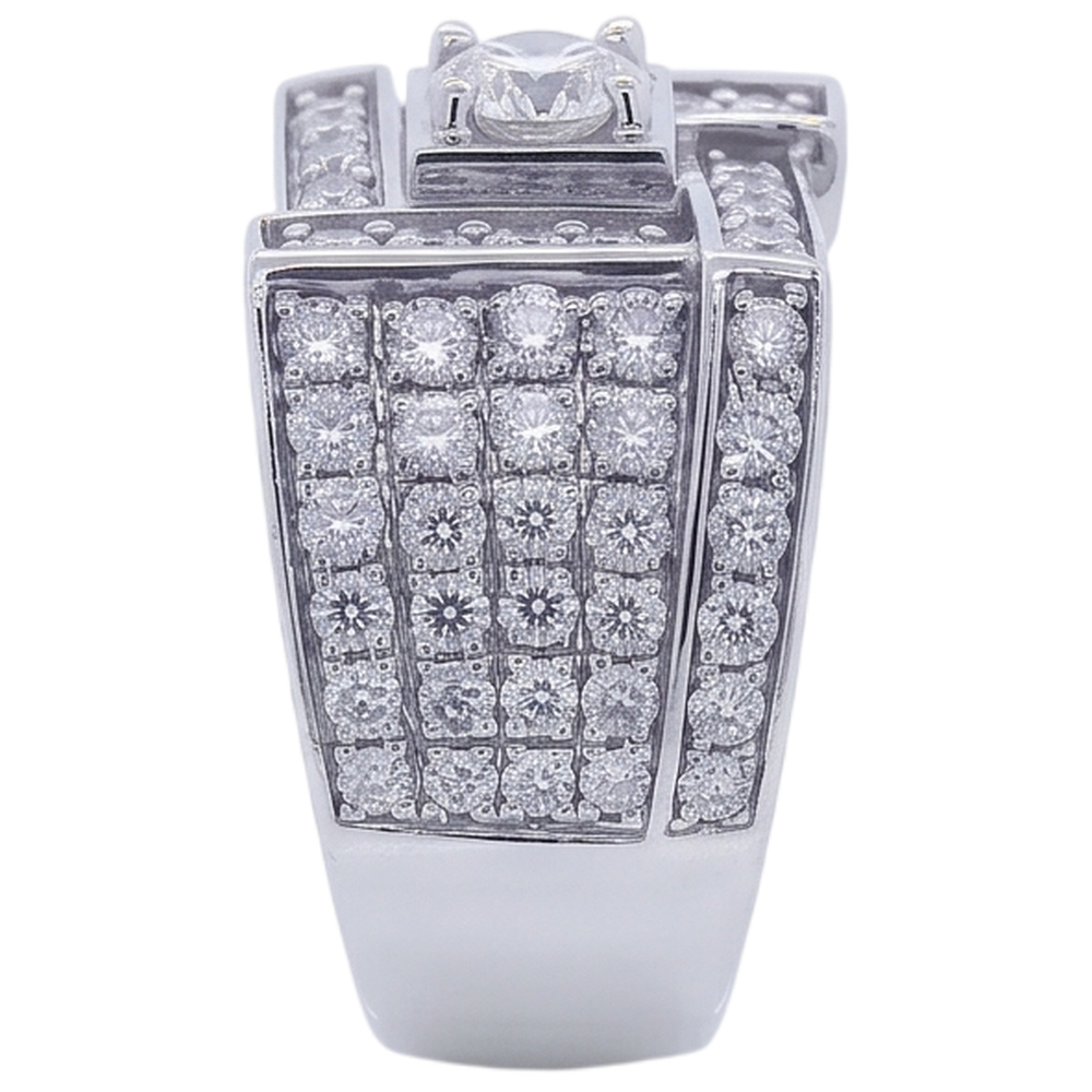 Vintage Look Men’s Ring Round Real Natural Earth Mined Diamond ( Not Lab Grown ) Jewelry 3 Carats