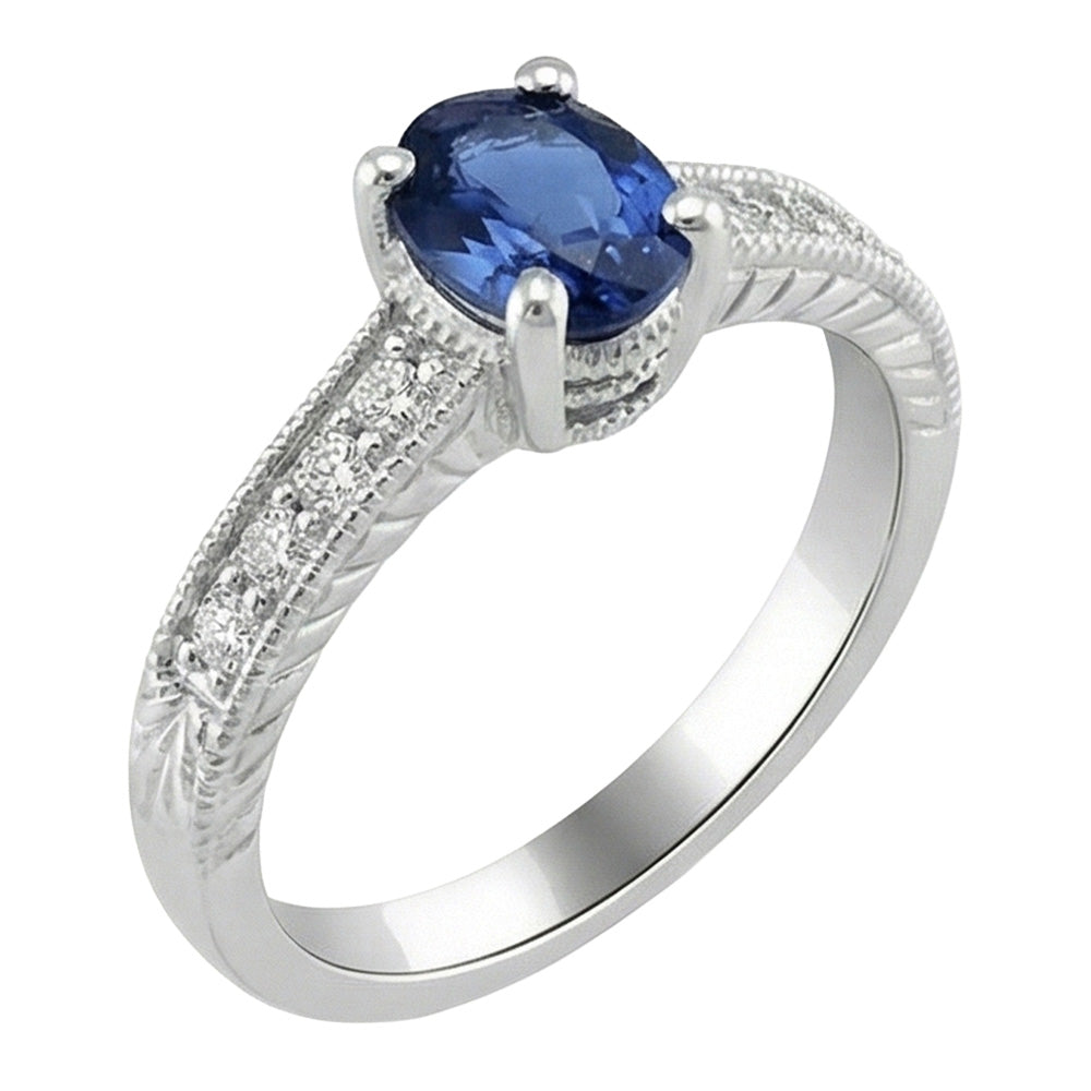 natural round sapphire 2ct ring front view