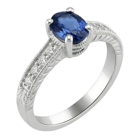 natural round sapphire 2ct ring front view