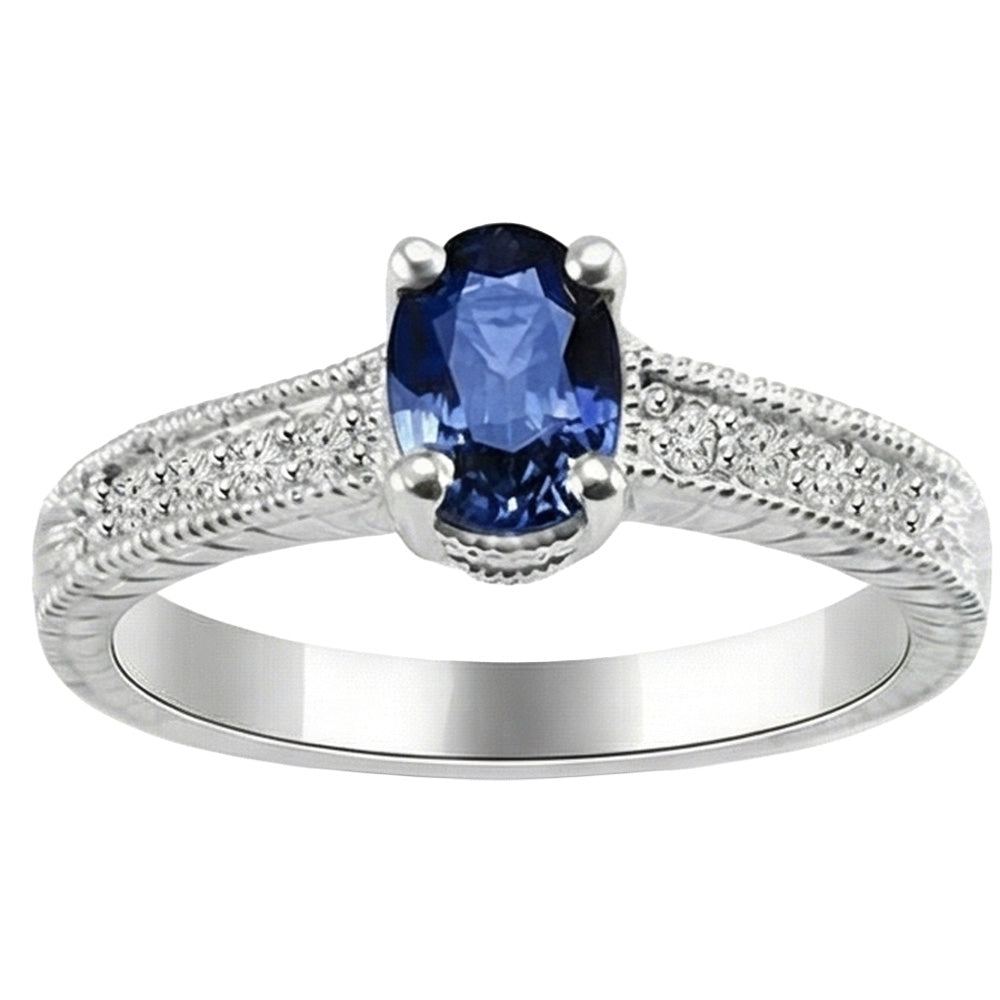 natural round sapphire 2ct ring side angle