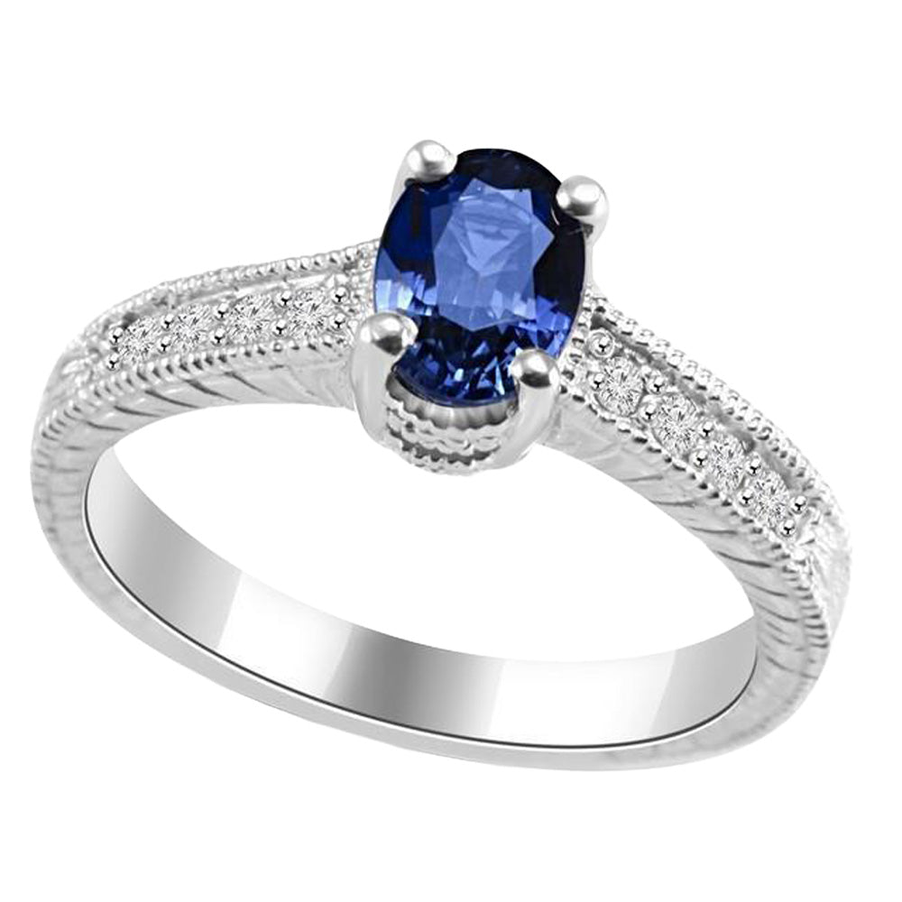natural round sapphire 2ct ring close up detail