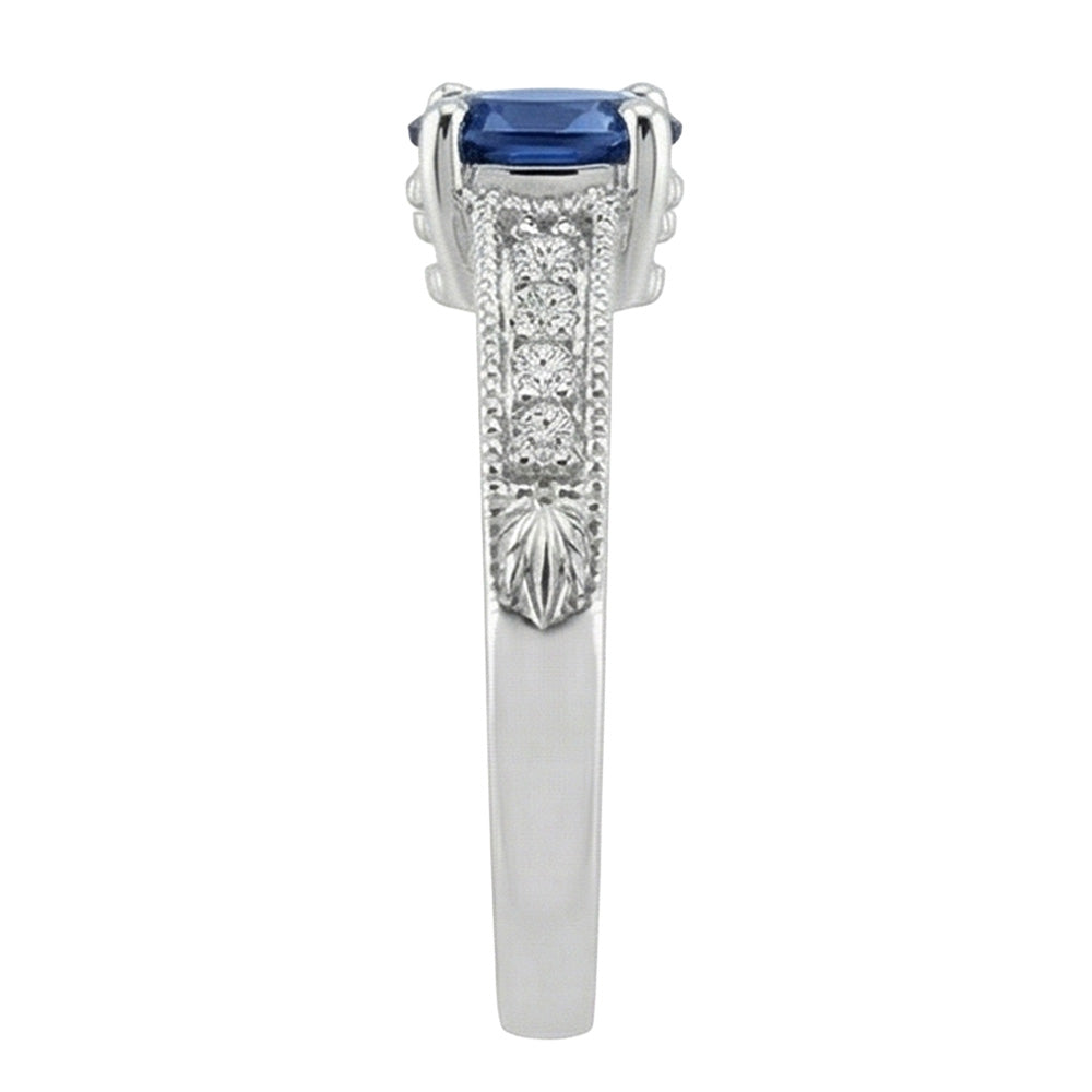 natural round sapphire 2ct ring top view