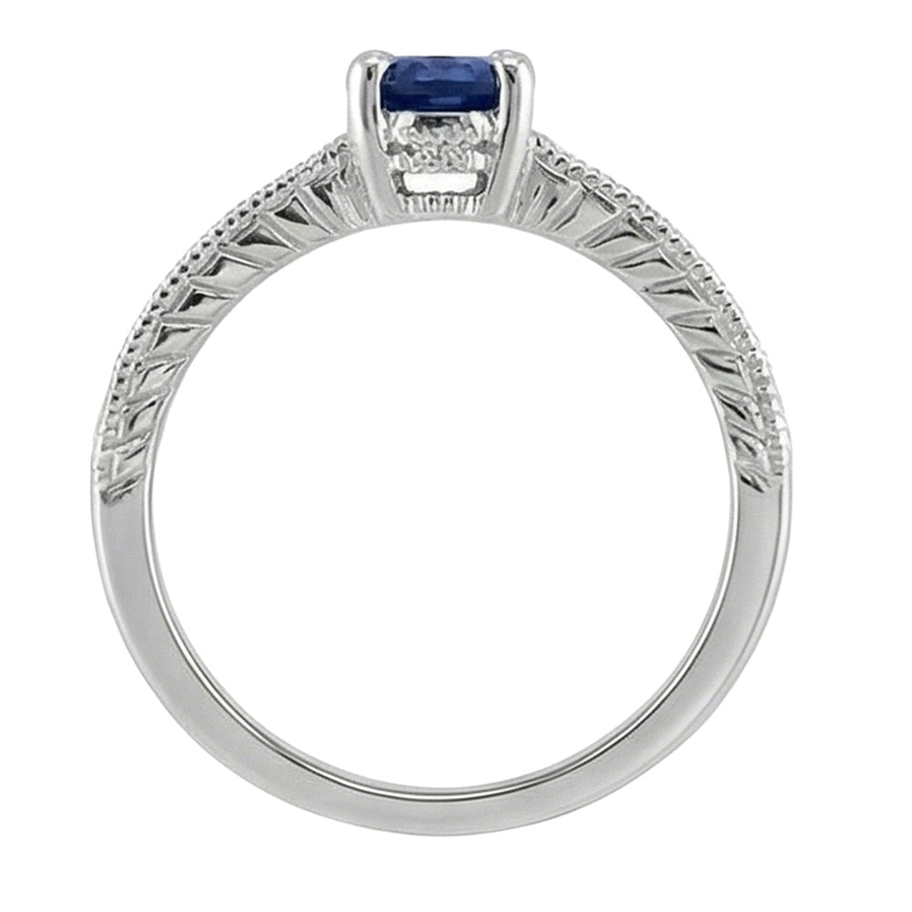 natural round sapphire 2ct ring profile view