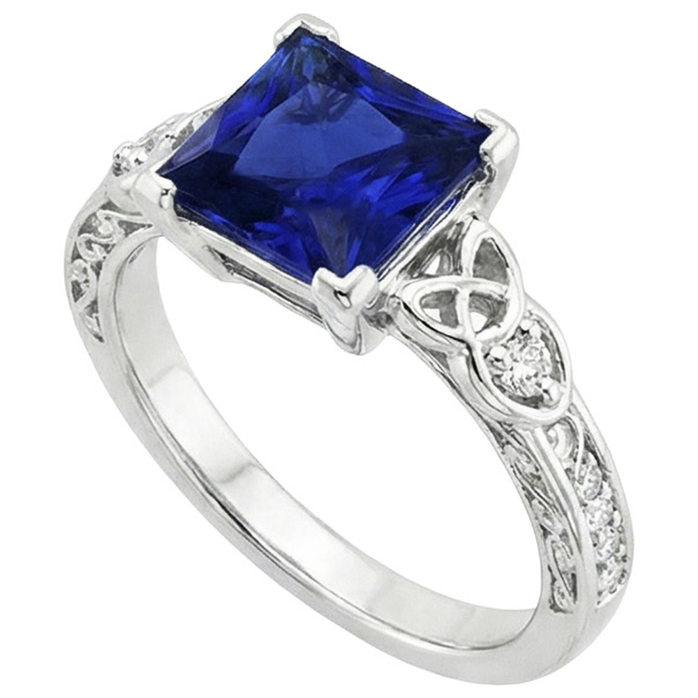 Vintage Style Ceylon Sapphire & Natural Earth Mined Diamond ( Not Lab Grown ) Ring 5.25 Carats Gold 14K