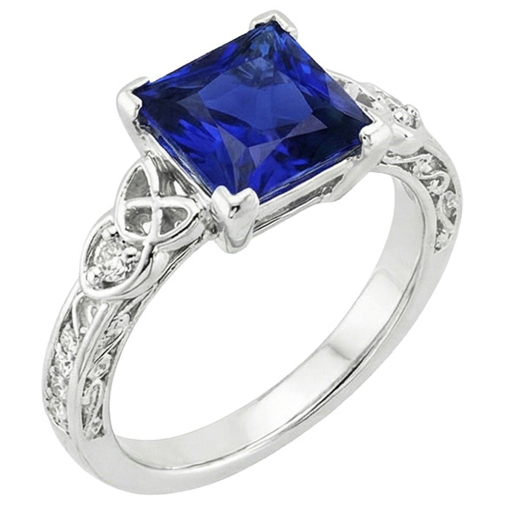 Vintage Style Ceylon Sapphire & Natural Earth Mined Diamond ( Not Lab Grown ) Ring 5.25 Carats Gold 14K