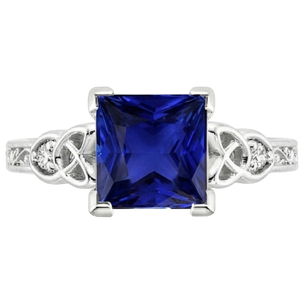 Vintage Style Ceylon Sapphire & Natural Earth Mined Diamond ( Not Lab Grown ) Ring 5.25 Carats Gold 14K