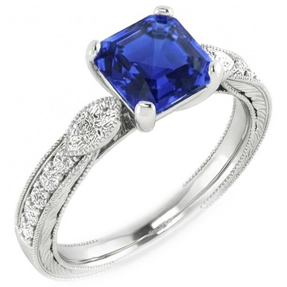 natural round sapphire 3ct ring front view