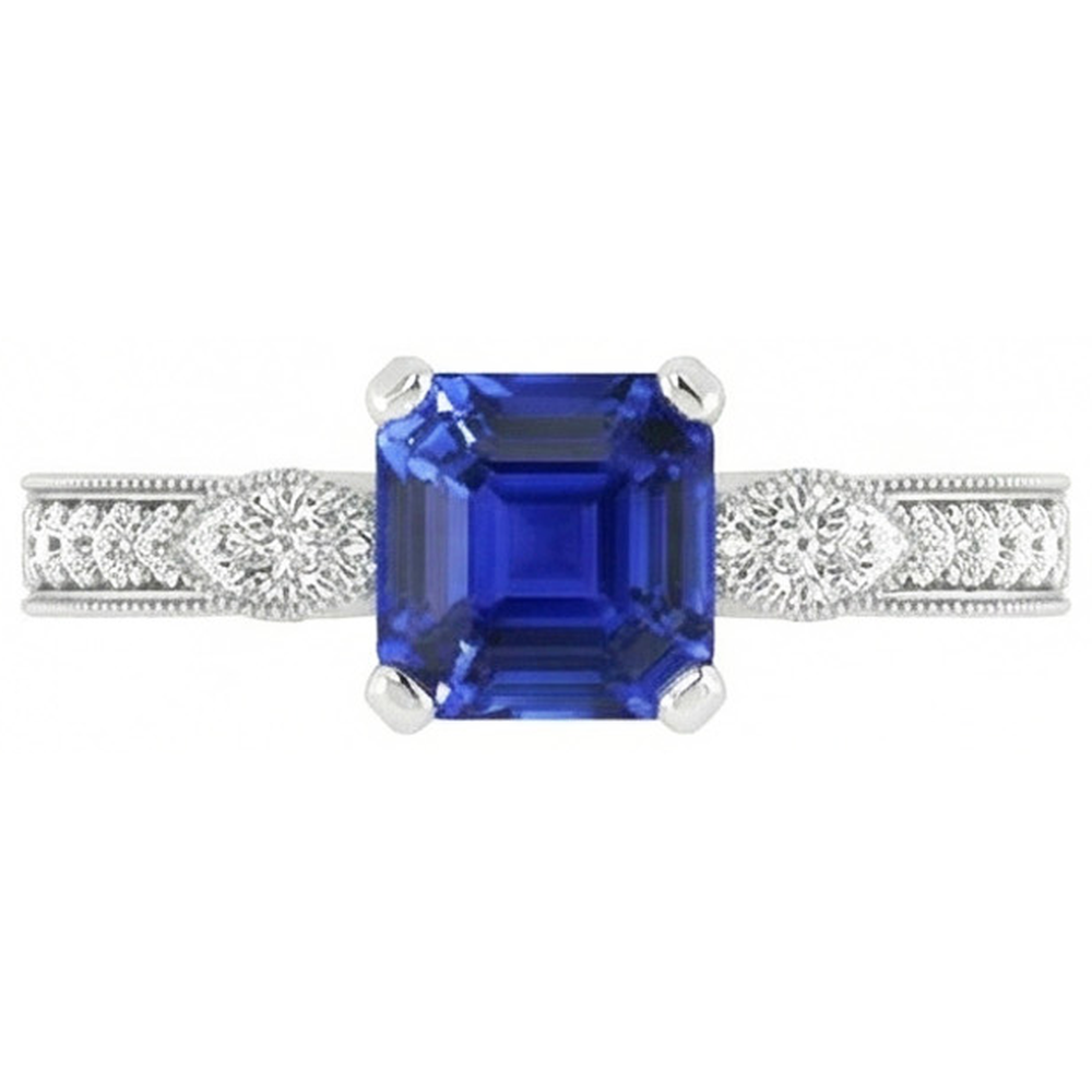 natural round sapphire 3ct ring side angle