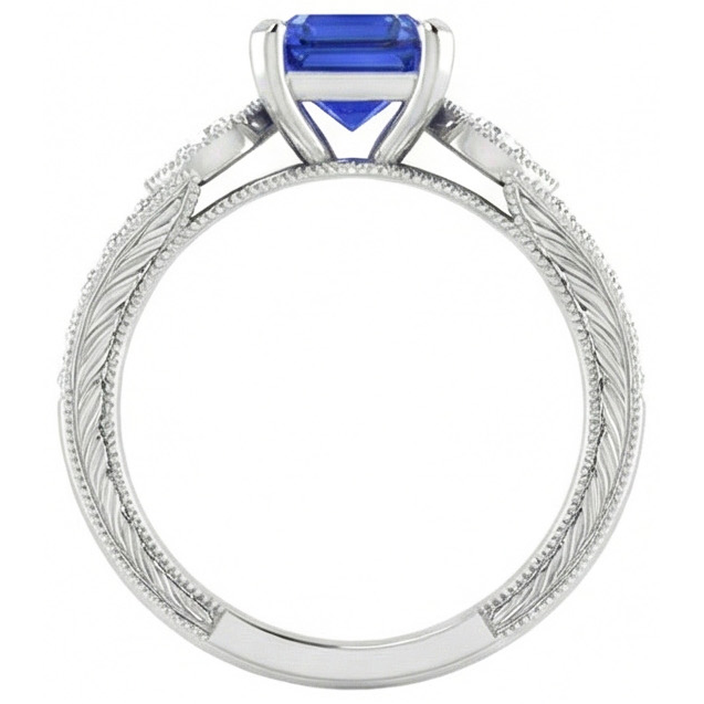 natural round sapphire 3ct ring profile view