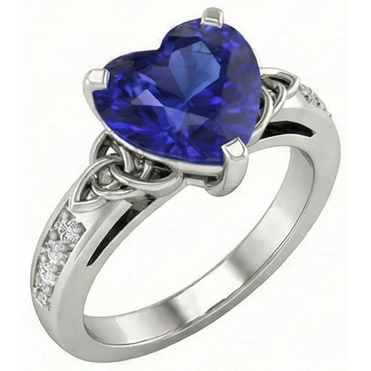 natural round sapphire 3.50ct ring front view