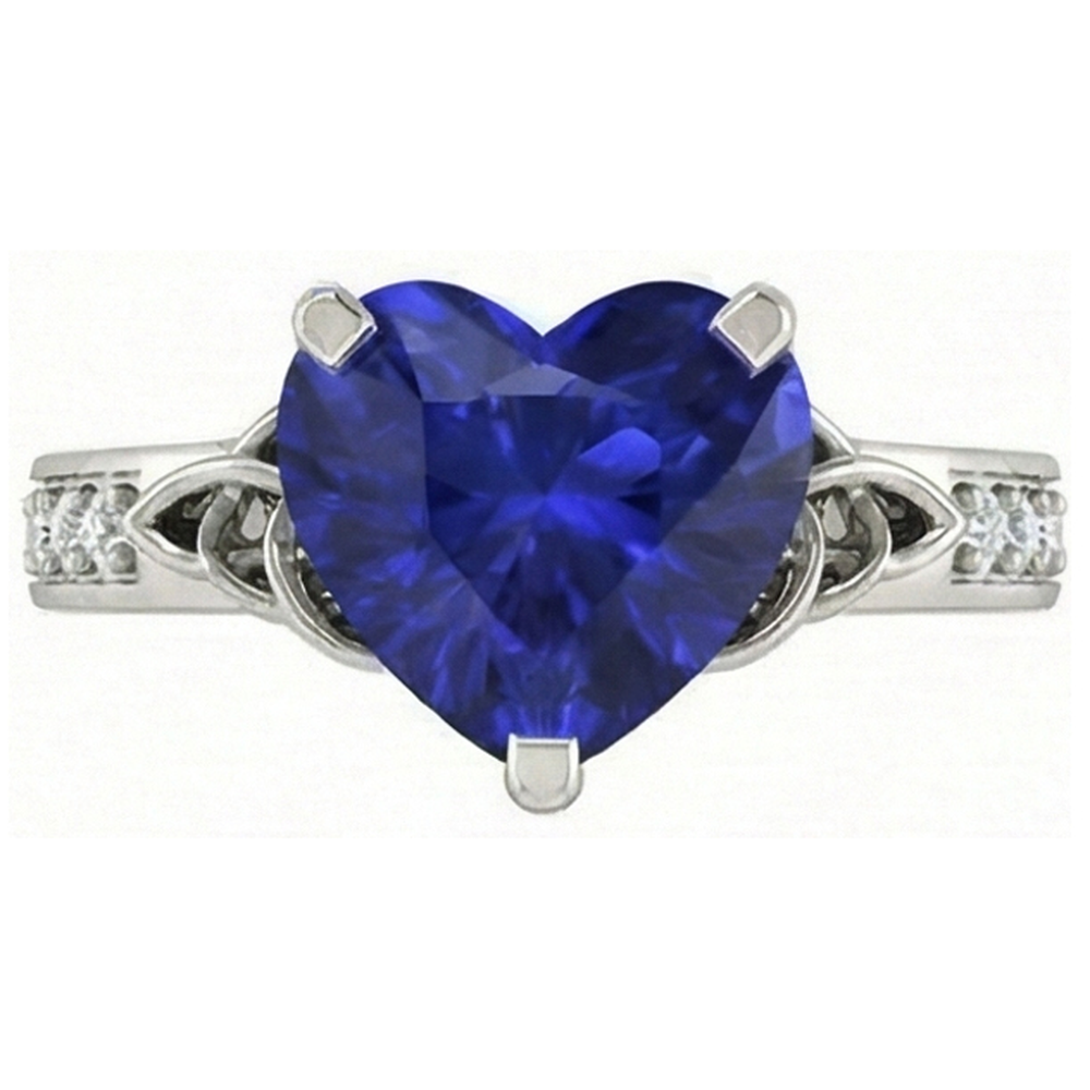natural round sapphire 3.50ct ring side angle