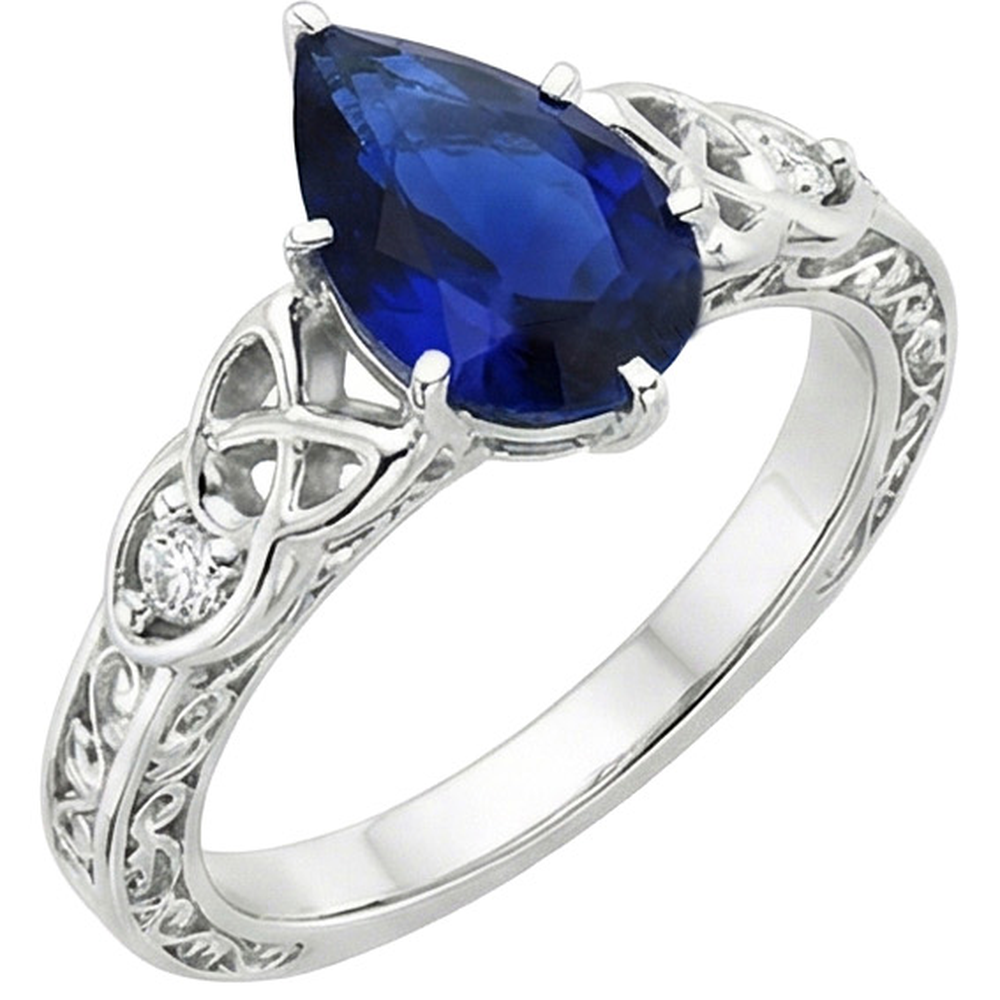 natural round sapphire 5.25ct ring top view