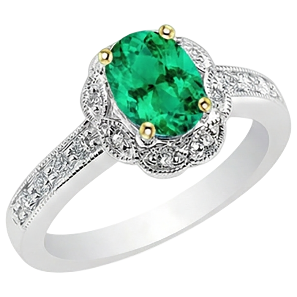 Fine Emerald Precious Stone Ring 2 ct – side view