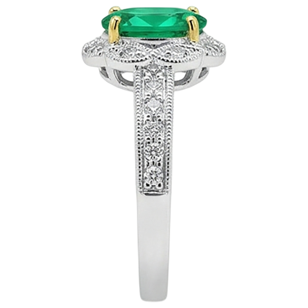 Fine Emerald Precious Stone Ring 2 ct – top view