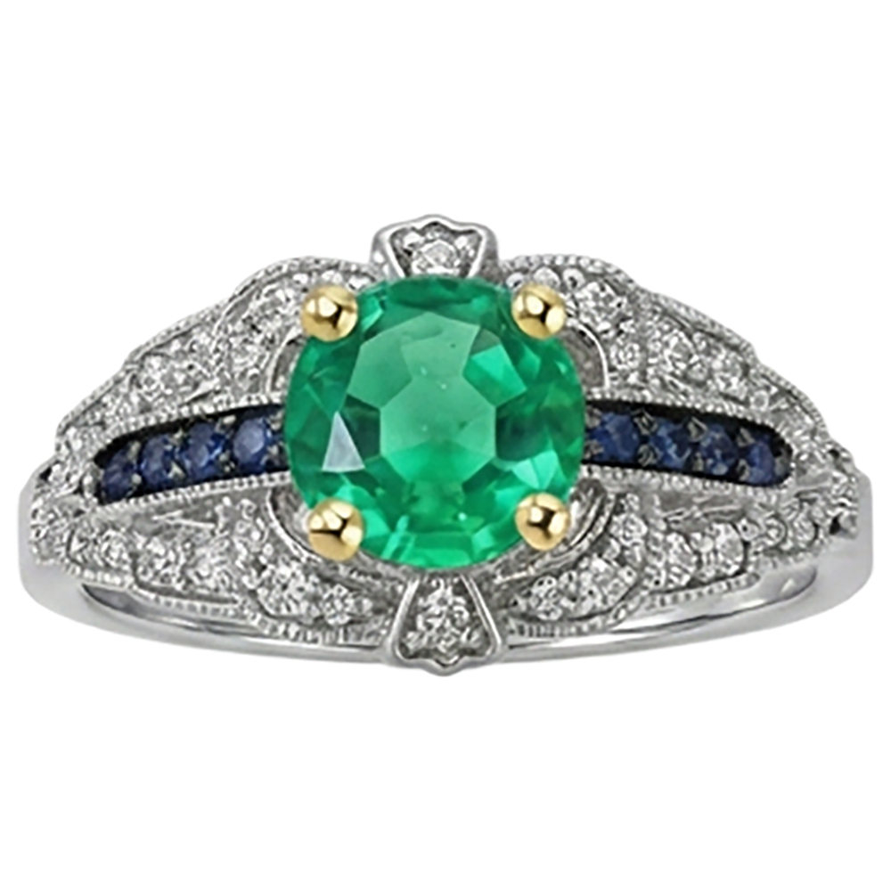 Gemstone Ring 14K with Colombian Emerald – angle view