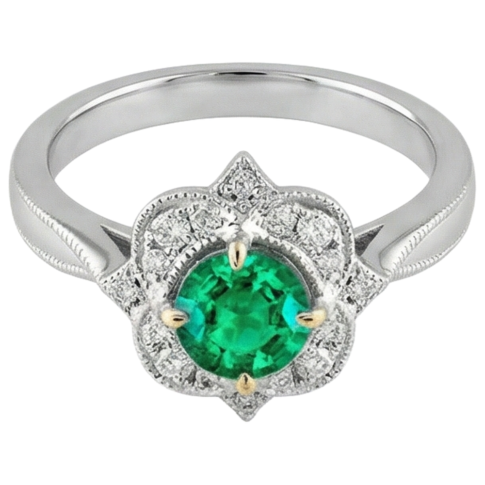 Exquisite Colombian Emerald Precious Stone Ring 1.50 ct – front view