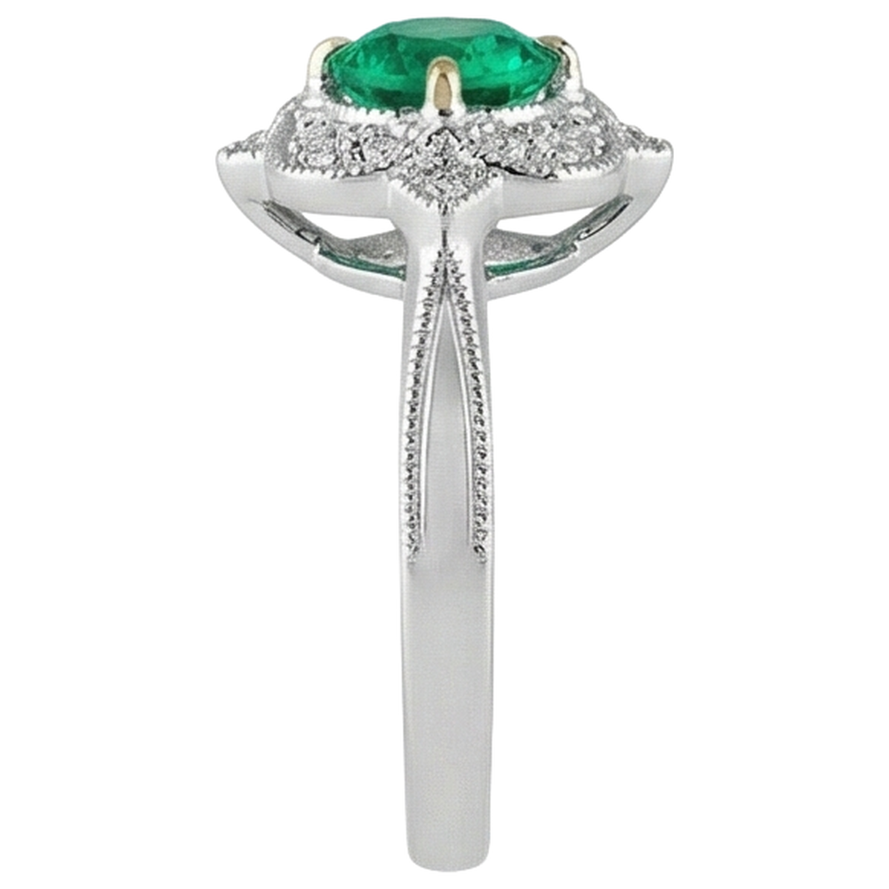 Natural Colombian Emerald Precious Stone Ring – angle view