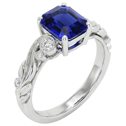 Natural Sapphire Ring 5.50ct - White Gold 14K