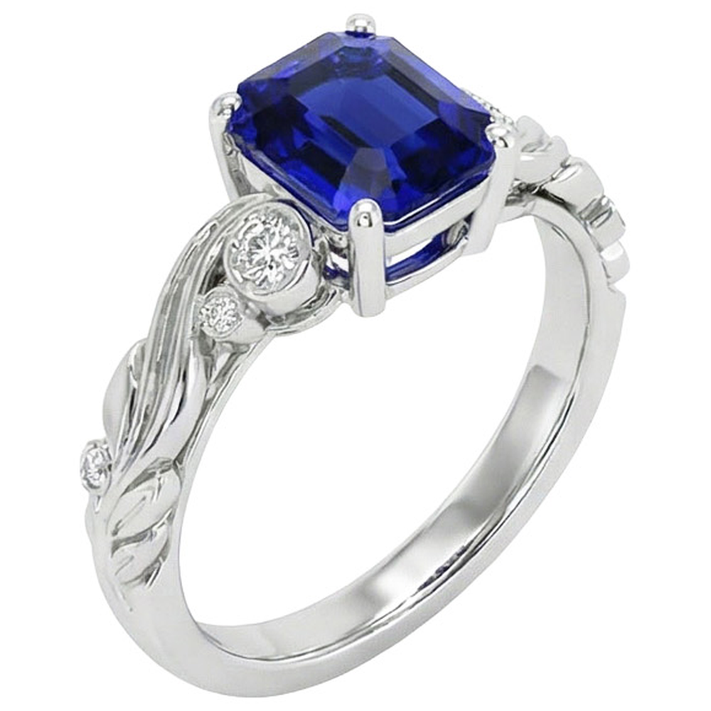 natural emerald sapphire 5.50ct ring front view