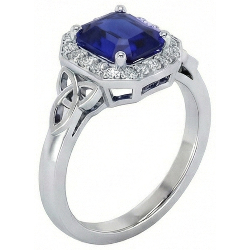 natural round sapphire 6ct ring close up detail